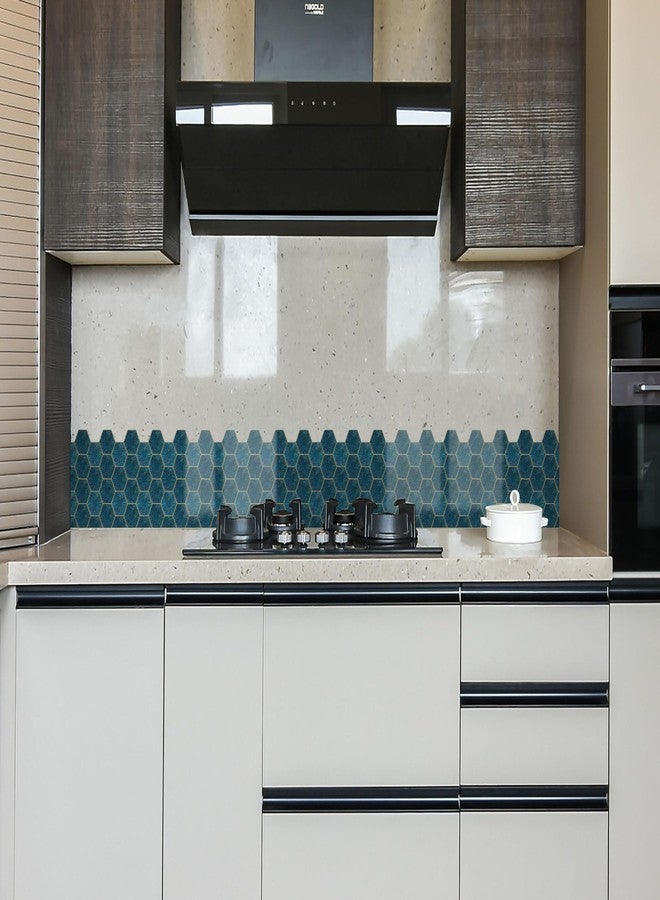 WallDesign Teal Blue Hexagon Tile Sticker - 2ft x 9.75 inch Waterproof Easy Clean Durable Vinyl Decorative Film for Kitchen Counter, Washbasin, Table, Wall, Cupboard-Self-Adhesive - Image 3